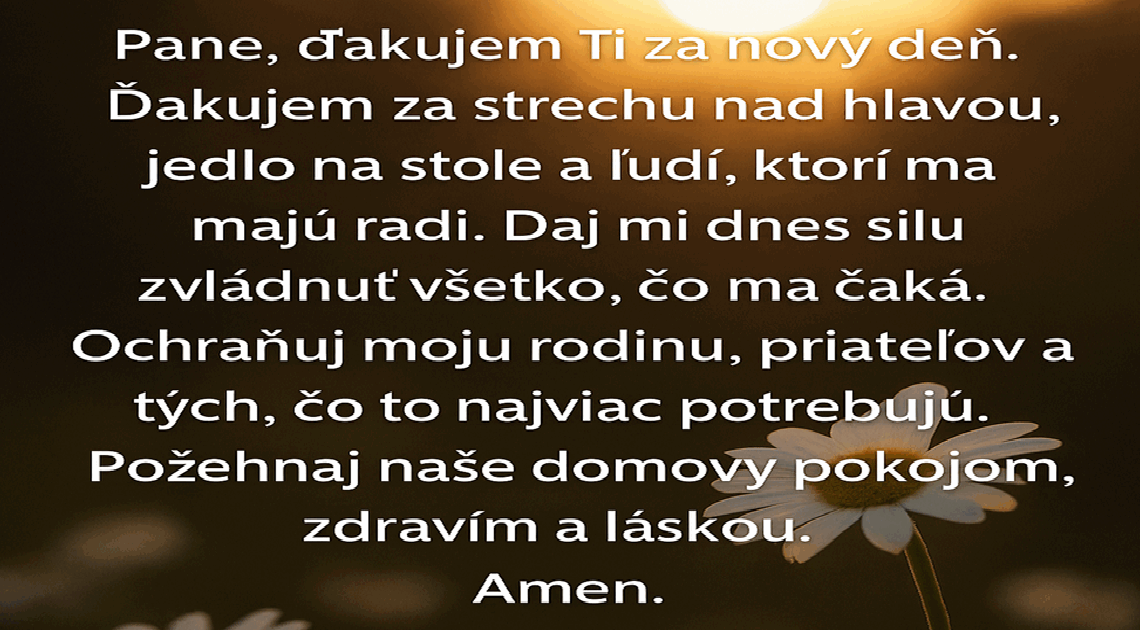 Modlitba na dnešný deň.